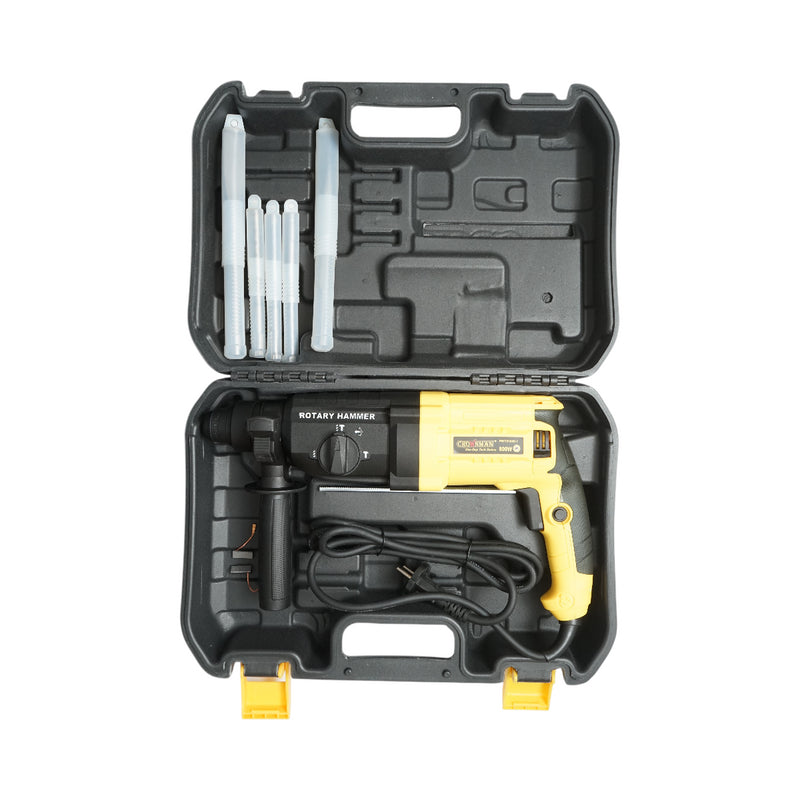 Martello perforatore 800W, 3 Joule con mandrino SDS Plus, diametro 26mm, velocità 1120rpm Crownman