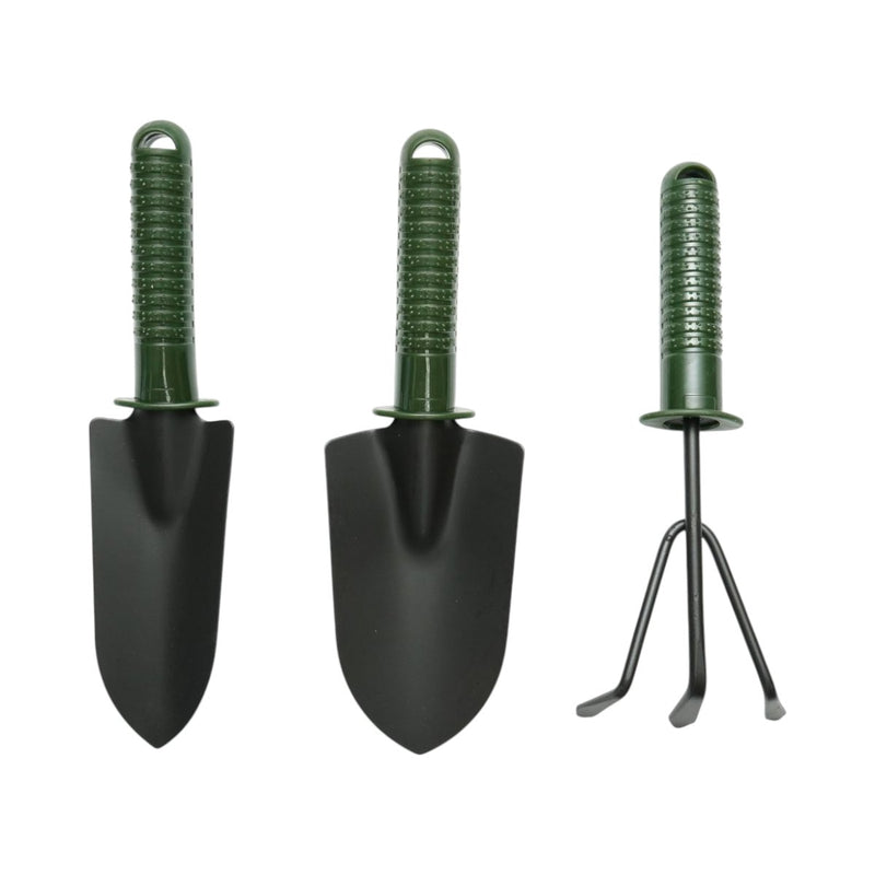 Set di 3 attrezzi da giardinaggio con paletta, trapiantatore, coltivatore e manici in plastica. Breckner Germany