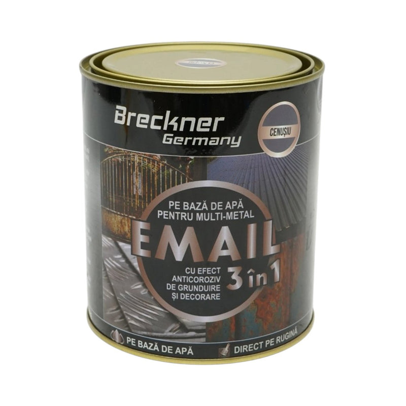 Smalto anticorrosivo grigio 3 in 1 per metallo, 750 g, a base acqua, applicabile direttamente sulla ruggine. Breckner Germany