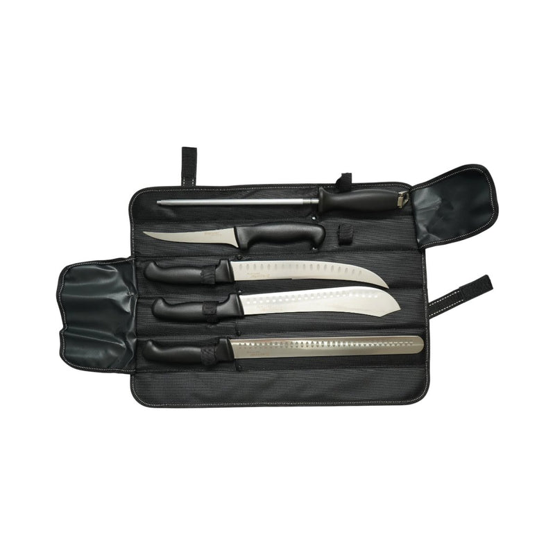 Set professionale di 5 coltelli da macellaio con custodia, lama in acciaio 5Cr15MoV, manico in PP nero Breckner Germany