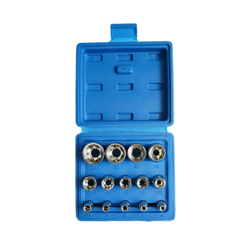 Set di chiavi a bussola E-Torx E4-E24 in Cr-V, 14 pezzi Breckner Germany