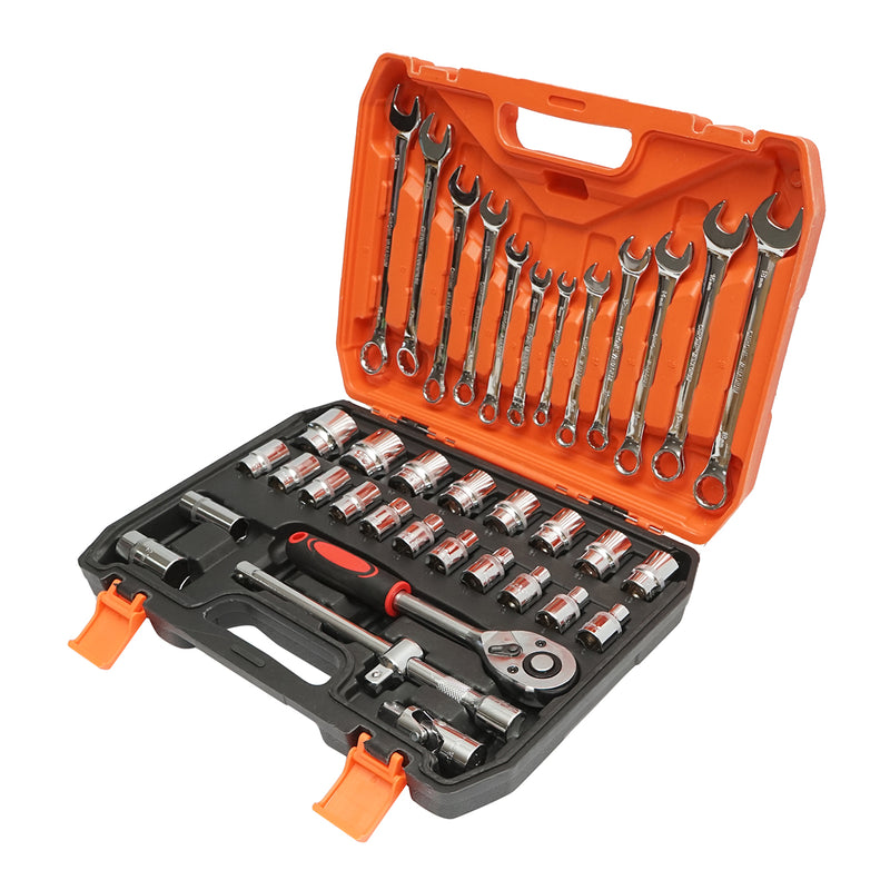 Set di chiavi a bussola 8-32 mm e chiavi combinate 8-19 mm, cacciavite a cricchetto da 1/2 37 pezzi Breckner Germany