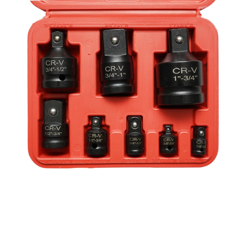 Set di 8 adattatori per bussole a impulsi in acciaio Cr-V (attacchi da 1/4", 3/8", 1/2", 3/4", 1") Breckner Germany