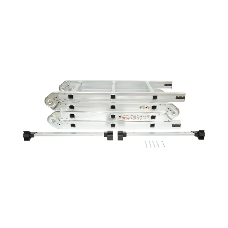 Scala multifunzione in alluminio da 3,7 m, 4x4 pioli, portata massima 150 kg
