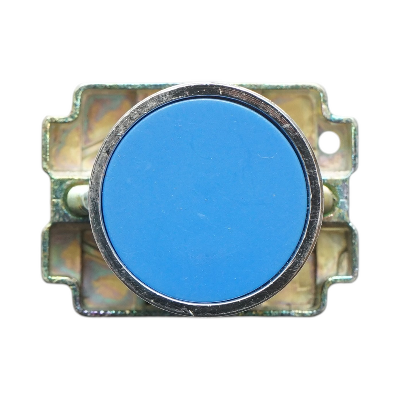 Pulsante in metallo blu con ritorno 1NO+1NC, 400V/10A, LAY5 Breckner Germany