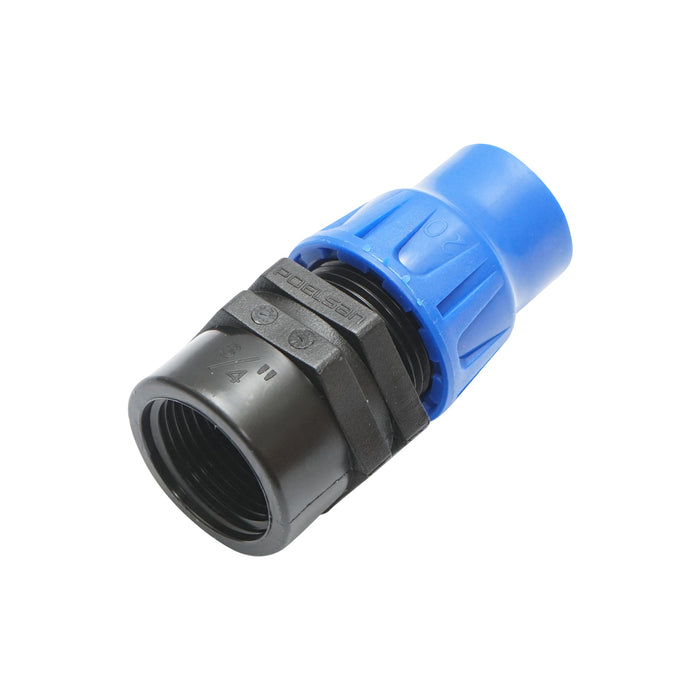 Giunto di collegamento con filettatura interna D20mmx3/4, PN6 per tubo di gocciolamento.