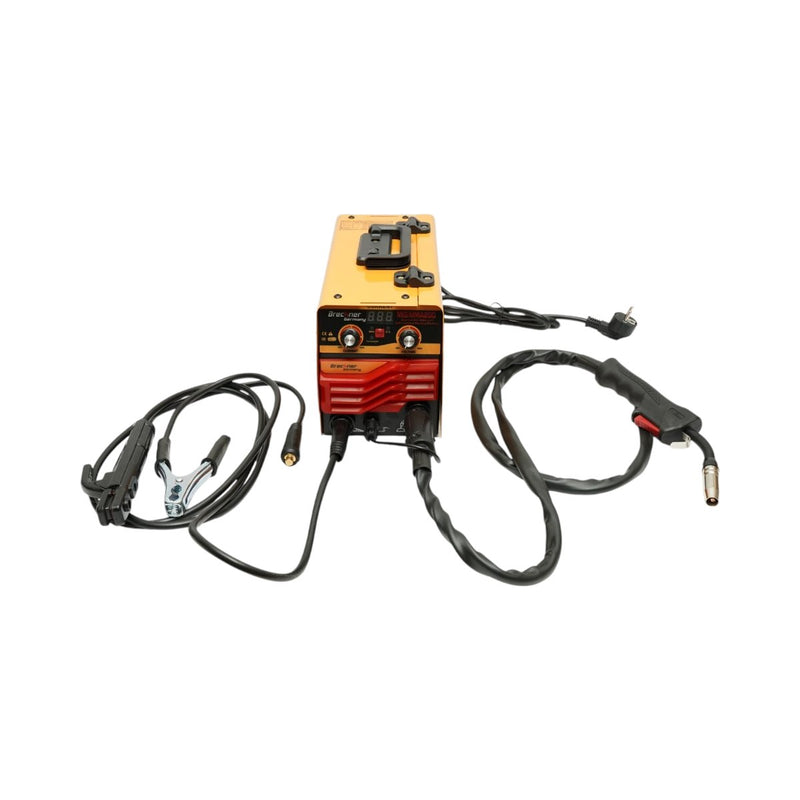Saldatrice inverter 2 in 1 MIG/MMA senza gas, 200 A, 220 V, display digitale, saldatura a elettrodo, bobina di filo animato Flux Core E71T-GS inclusa Breckner Germany