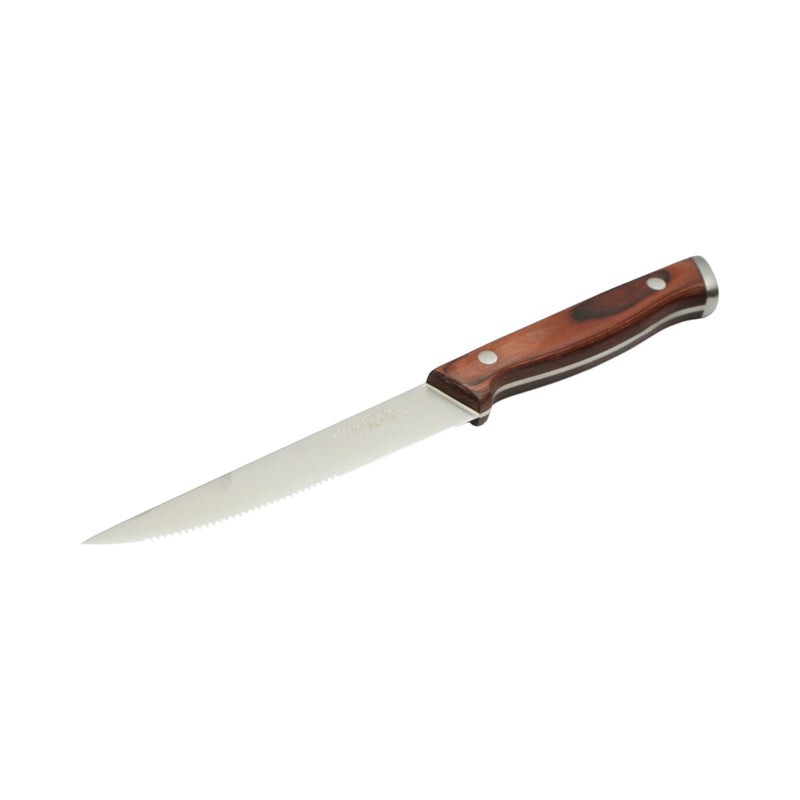 Set di 6 coltelli da bistecca (12,5 cm), lama seghettata in acciaio 3Cr13, manico in legno Pakka. Breckner Germany