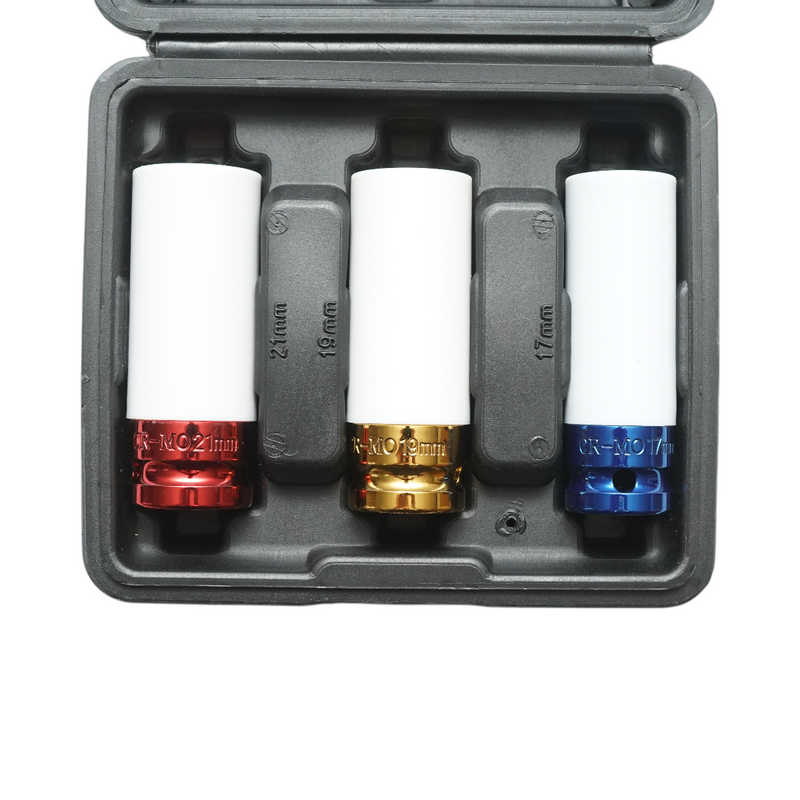 Set di chiavi a bussola a impatto con protezione da 17 mm, 19 mm, 21 mm, quadrate da 1/2 pollice Breckner Germany