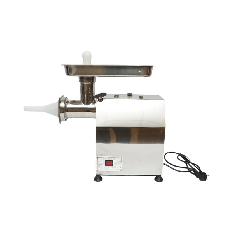 Tritacarne elettrico in acciaio inox 2000W, 220V, capacità 250 kg/h, adattatore per salsicce, 1 piastra e 1 coltello inclusi – 410 × 240 × 450 mm
