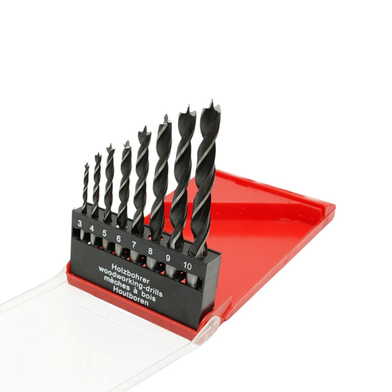 Set di 5 punte elicoidali per legno in acciaio HCS (3–10 mm) con attacco cilindrico Breckner Germany