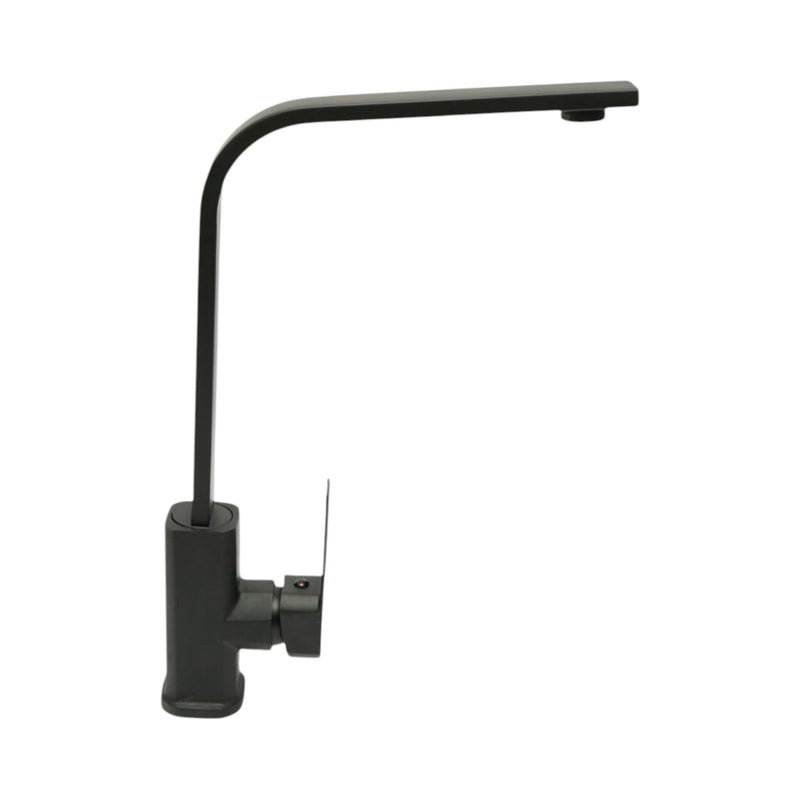 Miscelatore per lavello cucina nero opaco con canna alta quadrata, monocomando, flessibili inclusi Breckner Germany