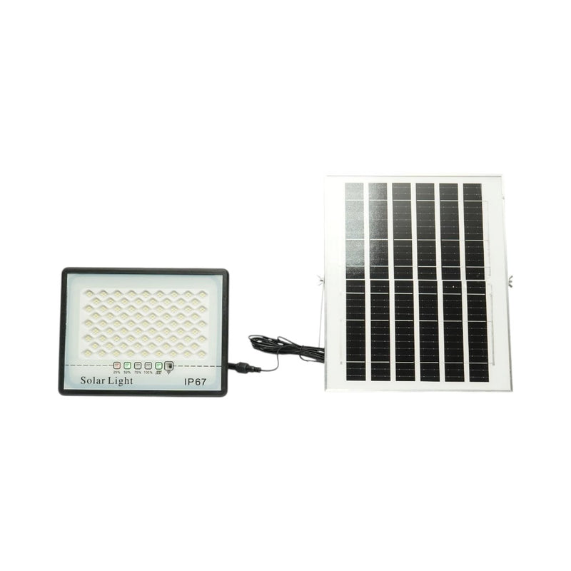 Faro LED da 100 W, 6500 K, con pannello solare da 12 W, batteria LiFePO4 da 8000 mAh e telecomando (IP67) Breckner Germany