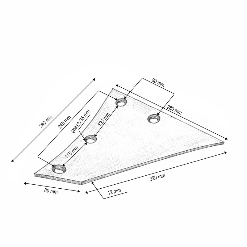 Petto del versoio sinistro per aratro Kuhn – codice OEM 619173.