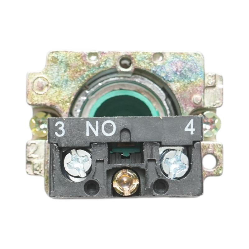 Pulsante in metallo verde con ritorno 1NO, 400V/10A, LAY5 Breckner Germany