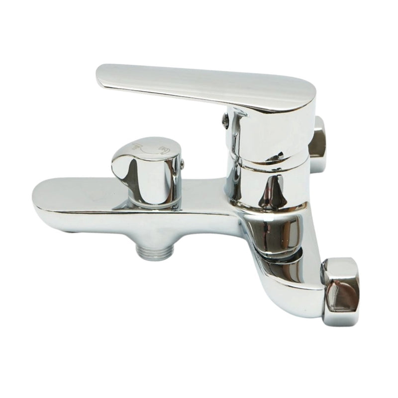 Miscelatore monocomando di alta qualità in rame per vasca e doccia, installazione a parete, finitura cromo lucido.