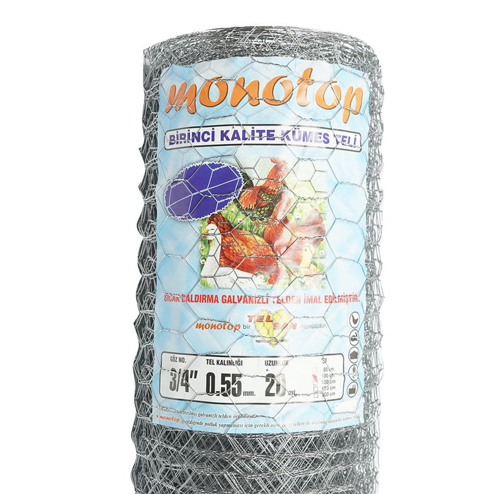 Reti Recinzione per Pollame Rete per recinto L20m, H100cm, intrecciata, zincata con maglie di 19mm, per recinzione.