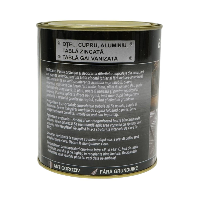 Smalto anticorrosivo grigio 3 in 1 per metallo, 750 g, a base acqua, applicabile direttamente sulla ruggine. Breckner Germany
