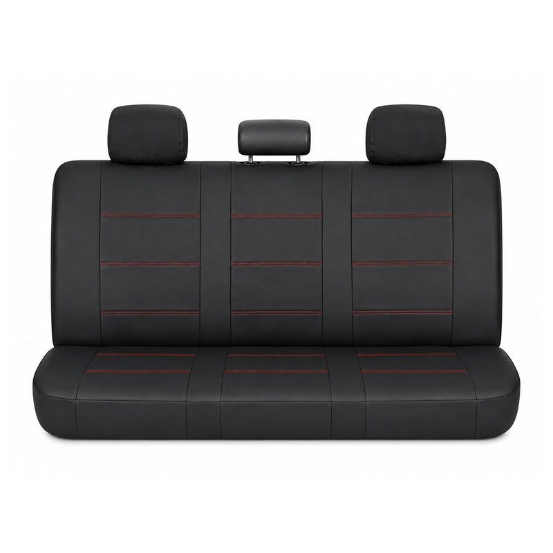 Set coprisedili universali per auto nero-rosso, pelle ecologica e materiale tessile, 8 pezzi