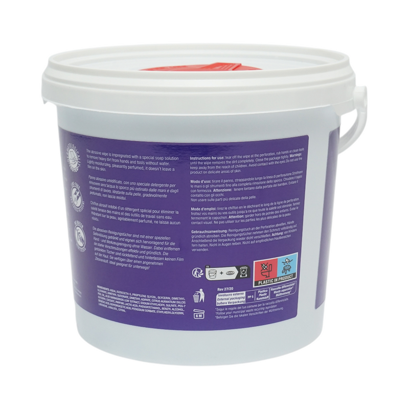 Salviette abrasive professionali umidificate Profix Rub (30x26 cm) per la pulizia di mani, utensili e componenti – Set da 72 pezzi
