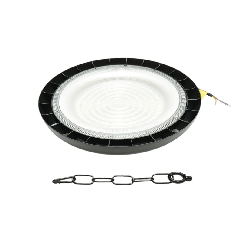 Lampada industriale LED UFO High-Bay da 150 W, 100-265 V, 6500 K, 18.000 lm, per capannoni industriali e magazzini, 325x34 mm, IP65 Breckner Germany