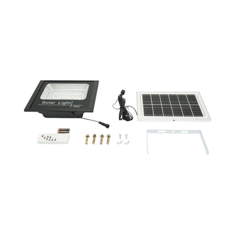 Faretto LED da 60 W, 6500 K, con pannello solare da 6 W, batteria LiFePO4 da 5000 mAh e telecomando (IP67) Breckner Germany