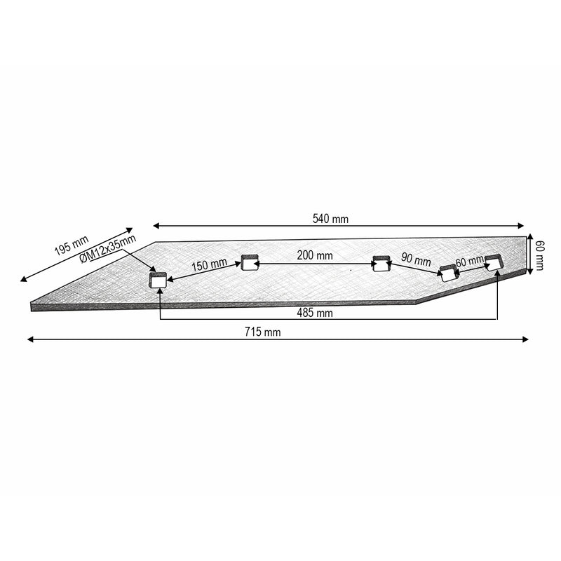Tallone per aratro reversibile Rabewerk (sinistro/destro), codice OEM 27011400