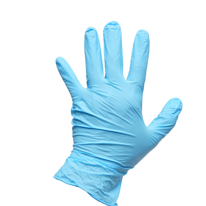 Guanti in nitrile blu senza polvere con texture antiscivolo sulle dita, taglia M 100 pezzi/scatola