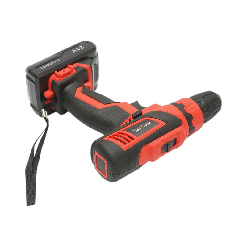 Avvitatore e trapano con 2 batterie al litio 21V/1,5Ah, coppia 29Nm, mandrino da 10mm, velocità 0-1350rpm Breckner Germany