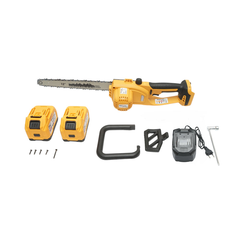 Motosega elettrica professionale da 1060 W con due batterie agli ioni di litio da 21 V e 6 Ah, motore brushless e barra da 12 pollici (300 mm). Breckner Germany