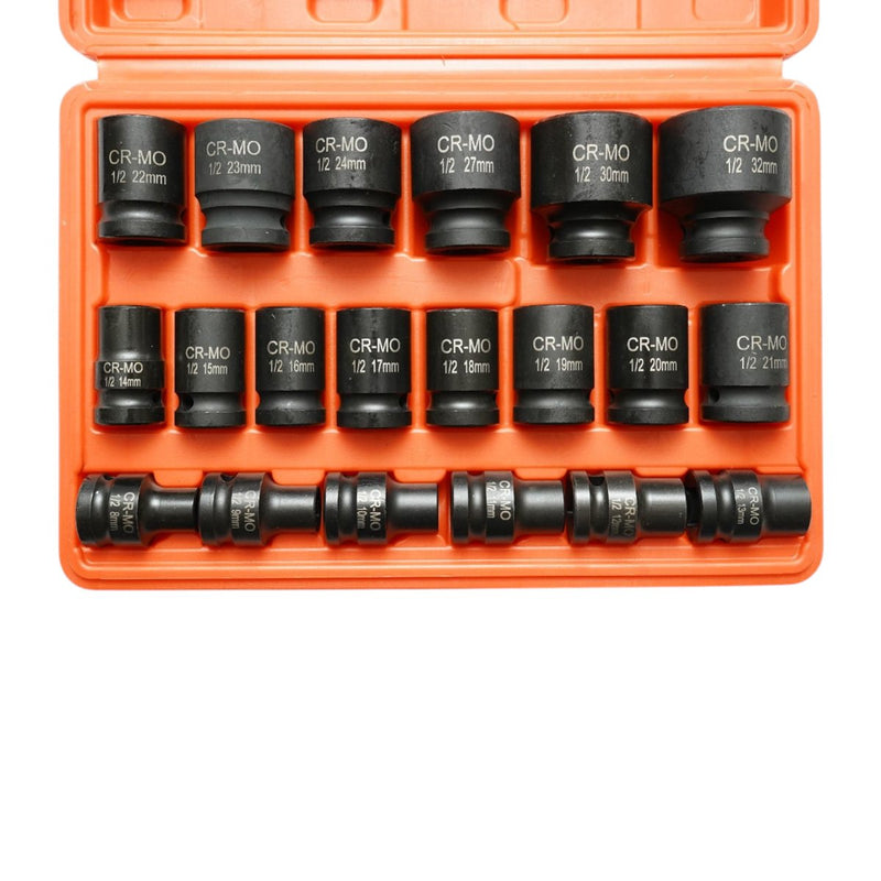Set di 20 bussole a impatto corte, 8–32 mm, attacco 1/2", Cr-Mo Breckner Germany