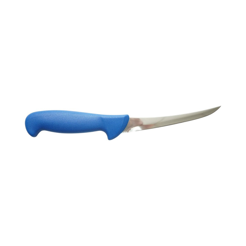 Coltello professionale curvo per disosso da 15 cm, lama in acciaio 5Cr15MoV, manico in nylon blu Breckner Germany