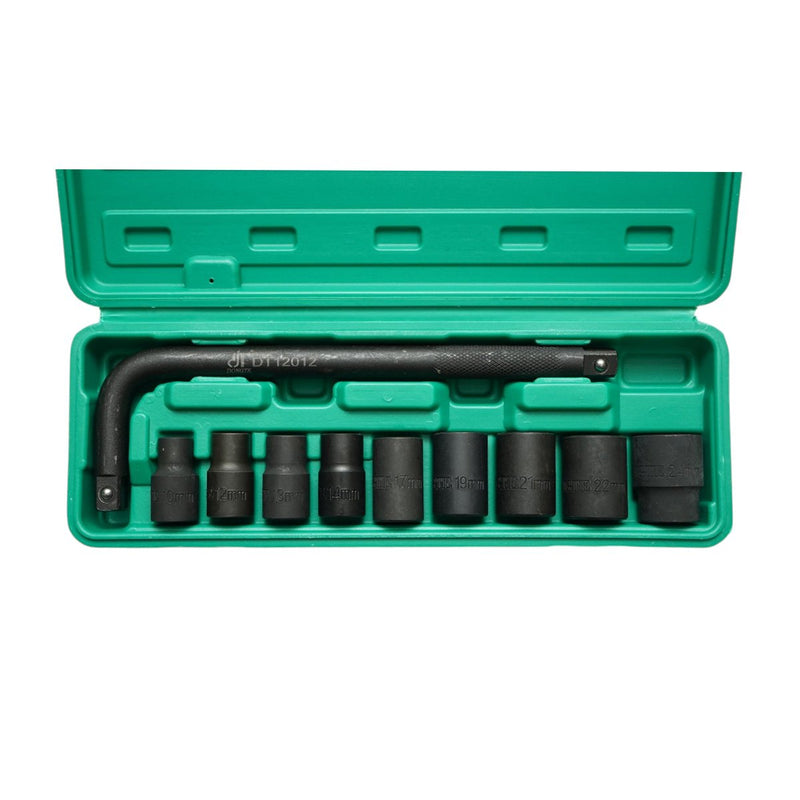 Set di 10 bussole in acciaio al cromo-molibdeno (Cr-Mo) con attacco da 1/2" (10–24 mm) e prolunga a L da 250 mm Breckner Germany