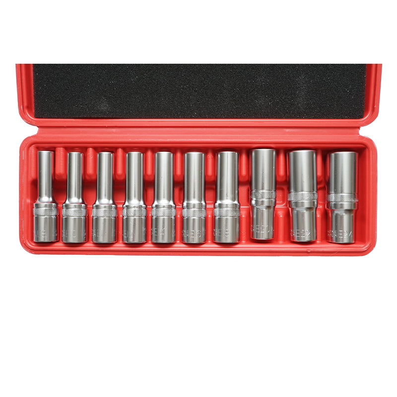 Set di chiavi tubolari E-Torx E8–E24, attacco quadro da 1/2", 10 pezzi