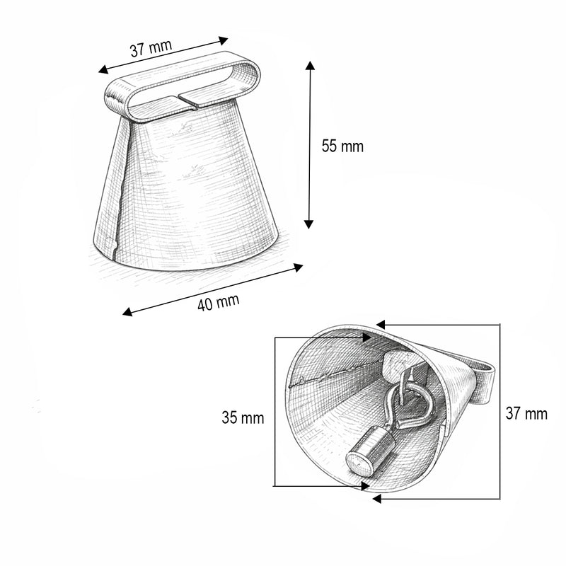 Campanaccio color oro da 3,5 cm per ovini e bovini (stile campana da mucca)