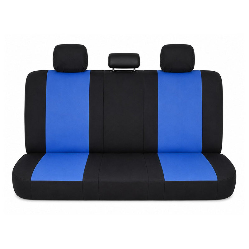 Set coprisedili auto universali blu-nero, materiale tessile 8 pezzi