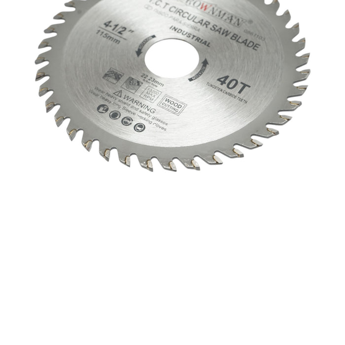 Disco circolare widia per legno 115x22,23mm, max. velocità. 13.200 giri/min, 40 denti, Crownman industriale
