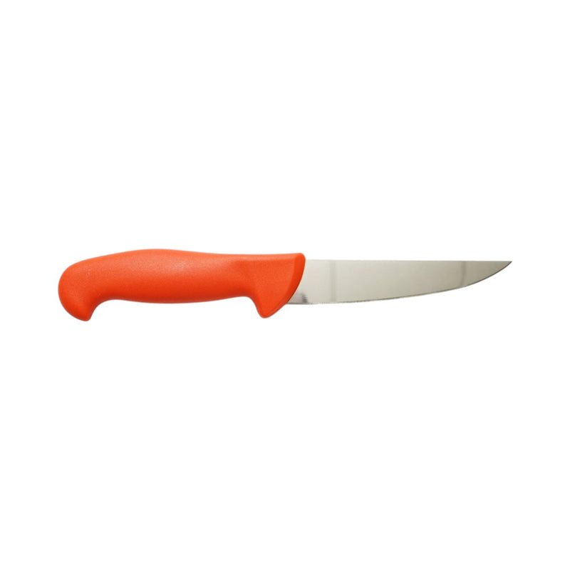Coltello professionale da macelleria e macellazione da 15 cm, lama in acciaio 5Cr15MoV, manico in nylon rosso-arancio. Breckner Germany