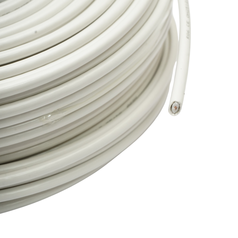 Cavo coassiale RG6 CCS 1,02 mm, 75 Ohm, schermatura a treccia in lamina Al/PET FPE 32x0,12 mm, PVC bianco 100 m/rotolo
