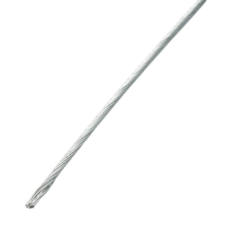 Cavo in acciaio zincato da 1,5 mm, costruzione 1x19, carico massimo 211 kg, peso 5,12 kg, rotolo da 200 m