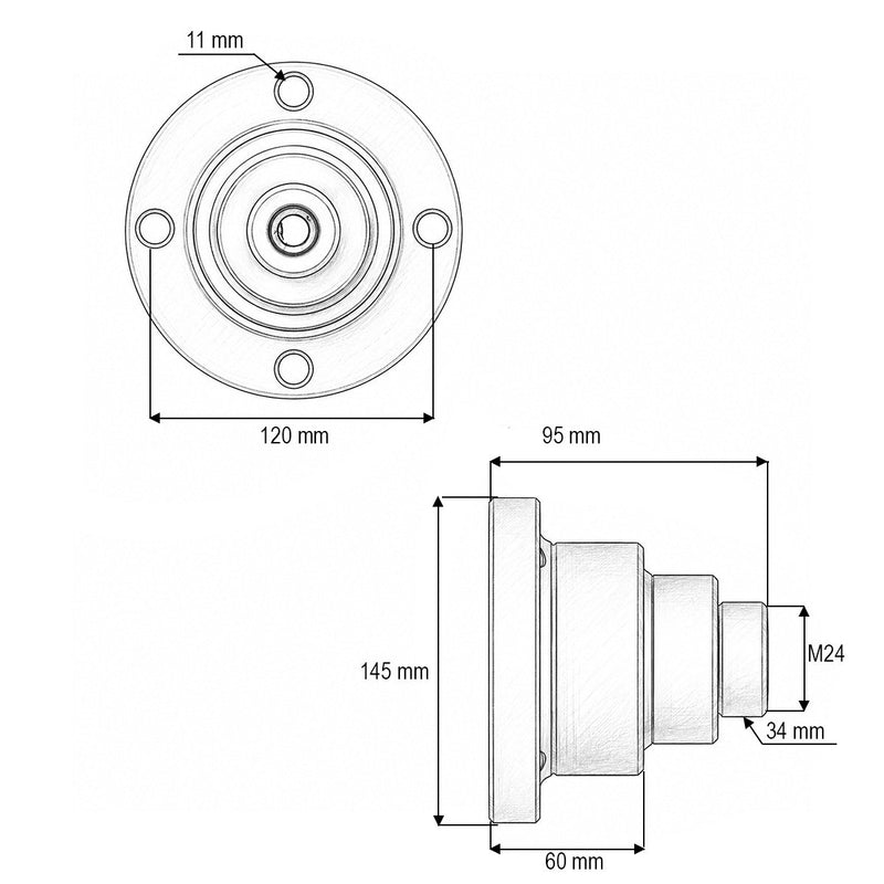 Mozzo per erpice a dischi Amazone Catros (codice OEM 78107325, IL50A-120/4H-M20)