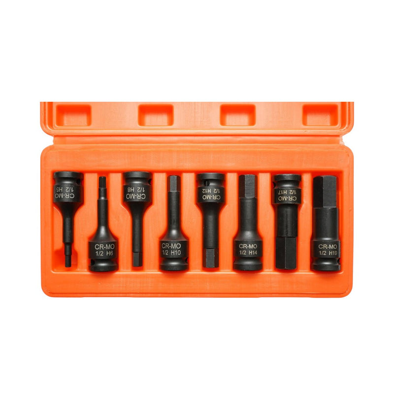 Set di 8 bussole esagonali a impatto da 1/2" in acciaio al cromo-molibdeno (H5–H19) Breckner Germany