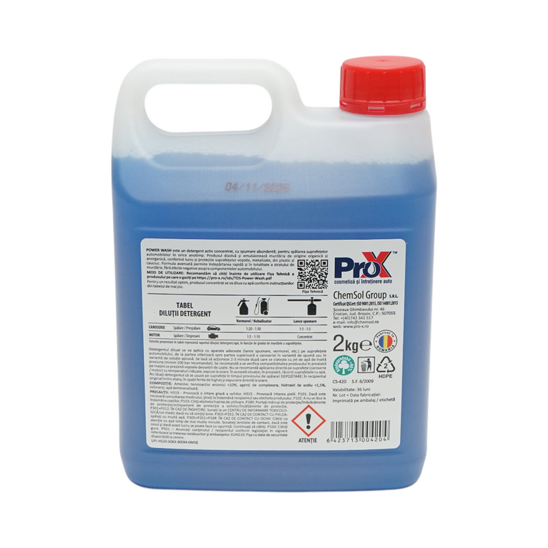 Power Wash Pro-X Detergente professionale concentrato in schiuma attiva per auto 2 kg