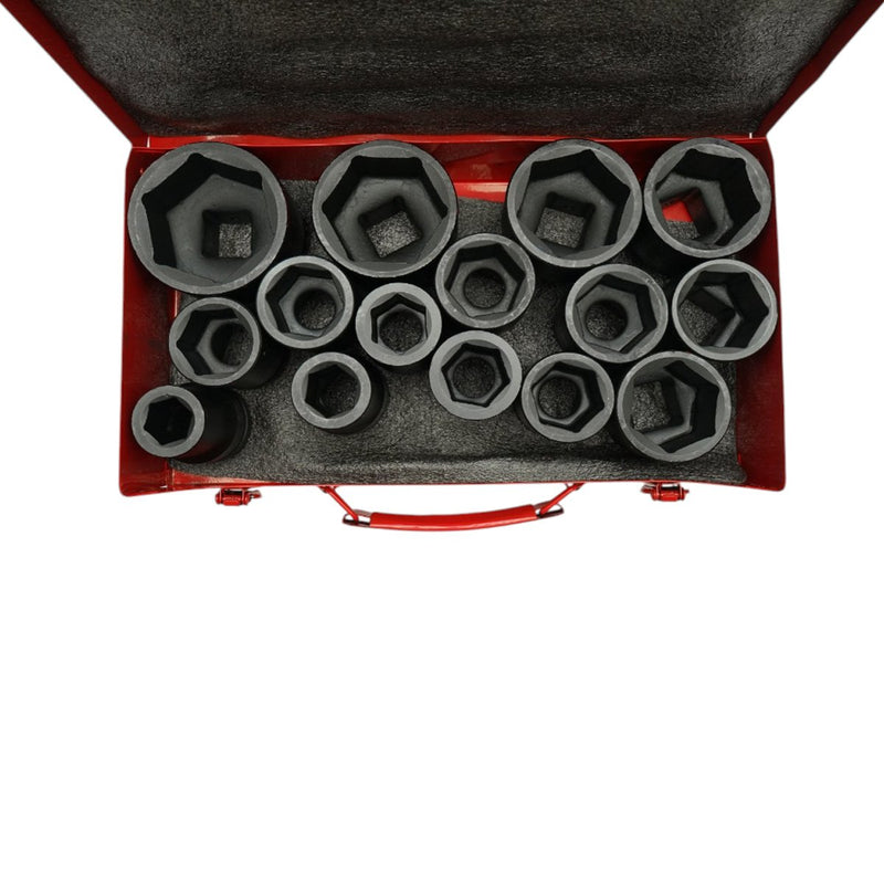 Set di 15 bussole a impatto lunghe, 22–60 mm, attacco da 1 pollice, Cr-Mo Breckner Germany