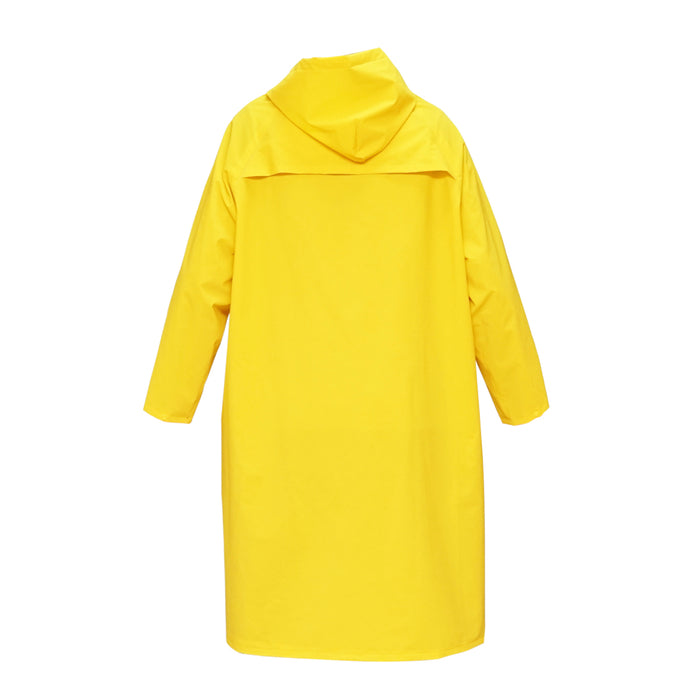 Mantella con cappuccio impermeabile taglia L in poliestere e PVC, con fessure di ventilazione, 2 tasche e cerniera gialla Breckner Germany.