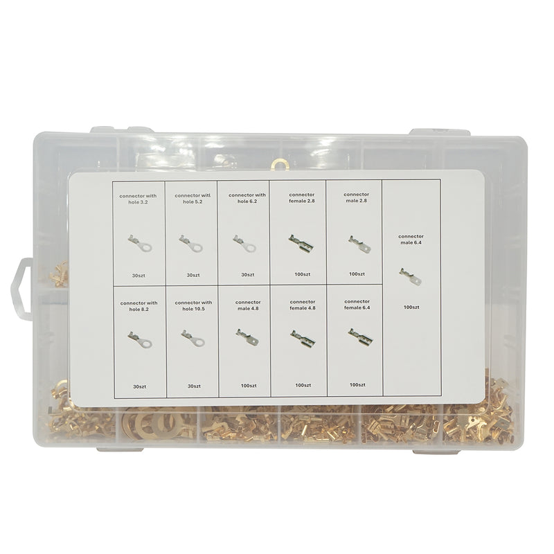 Kit assortito di terminali elettrici non isolati (a occhiello, femmina e maschio) – 750 pezzi