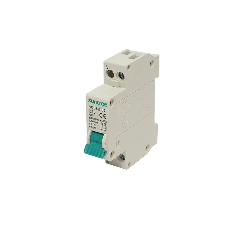 Fusibile automatico bipolare 1P+N, 20A, 4,5kA Suntree