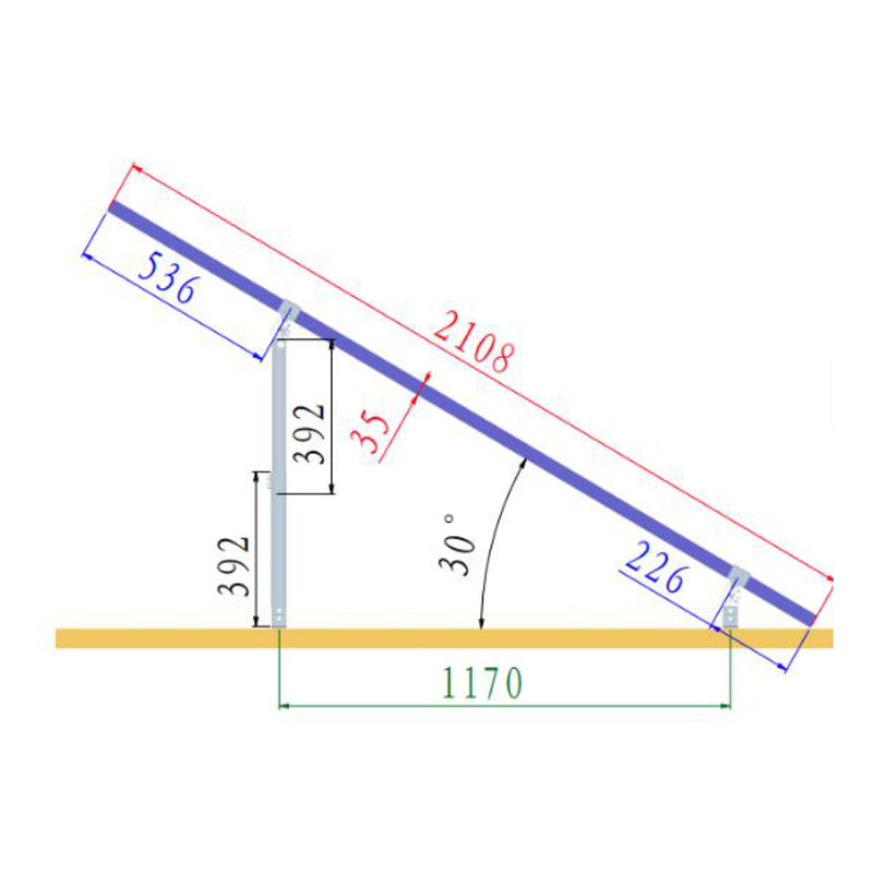 Sistema di montaggio completo e struttura di supporto per 4 pannelli solari fotovoltaici, con inclinazione regolabile tra 15 e 30 gradi. Breckner Germany