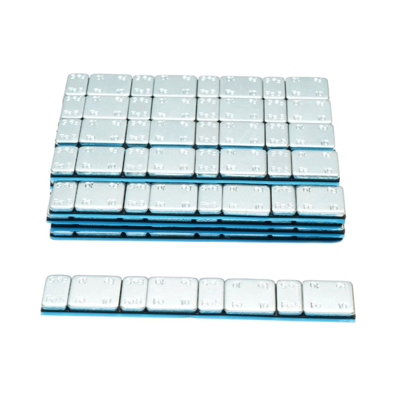 Pesi adesivi zincati per equilibratura ruote (Fe), 60 g (5 g x 4 pz + 10 g x 4 pz), 100 strisce/scatola