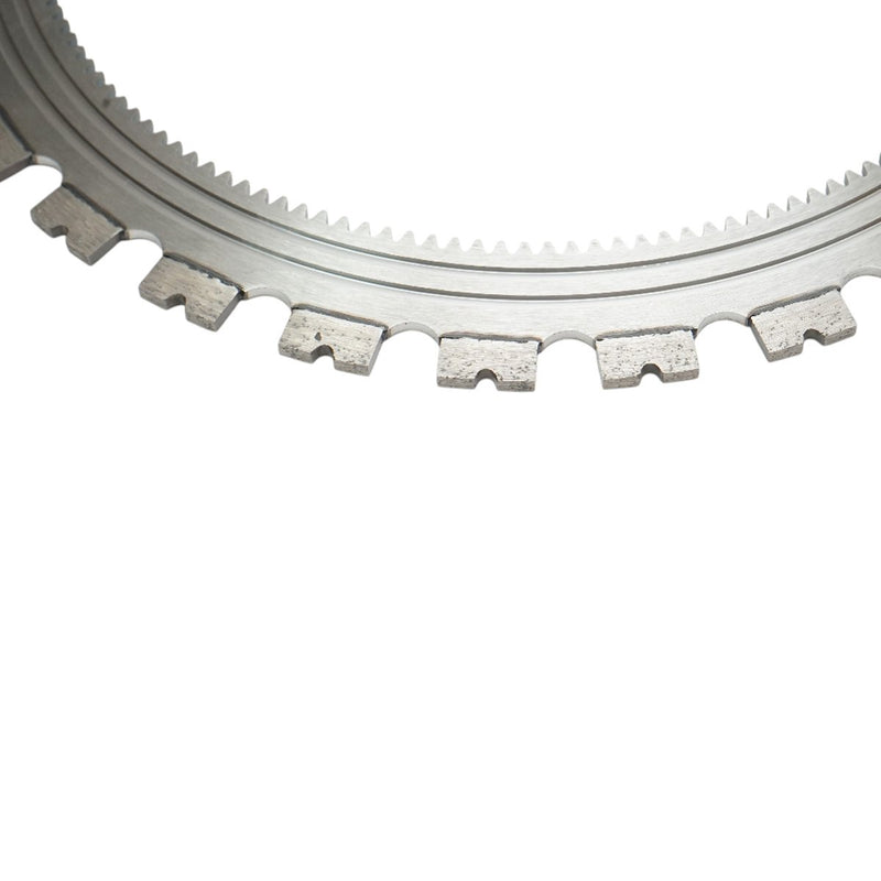 Disco diamantato ad anello segmentato da 410 mm, 30 denti, con scanalature di trascinamento interne, per macchina tagliacemento Breckner Germany